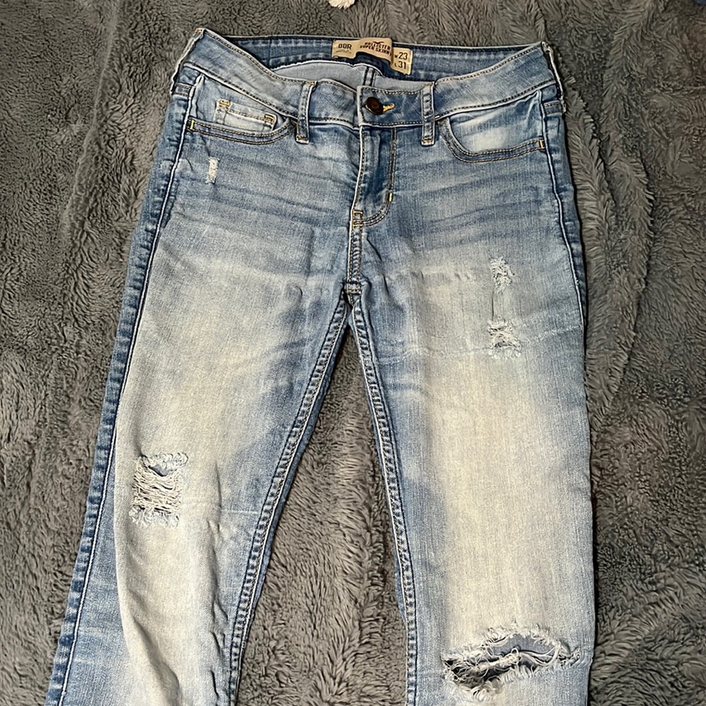 Hollister jeans| a-little ripped by the rips but okay condition